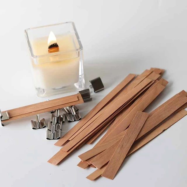 10pcs 6-19mm Wooden Wick Candle With Sustainer Tab Candle Wick Core For DIY  Candle Making
