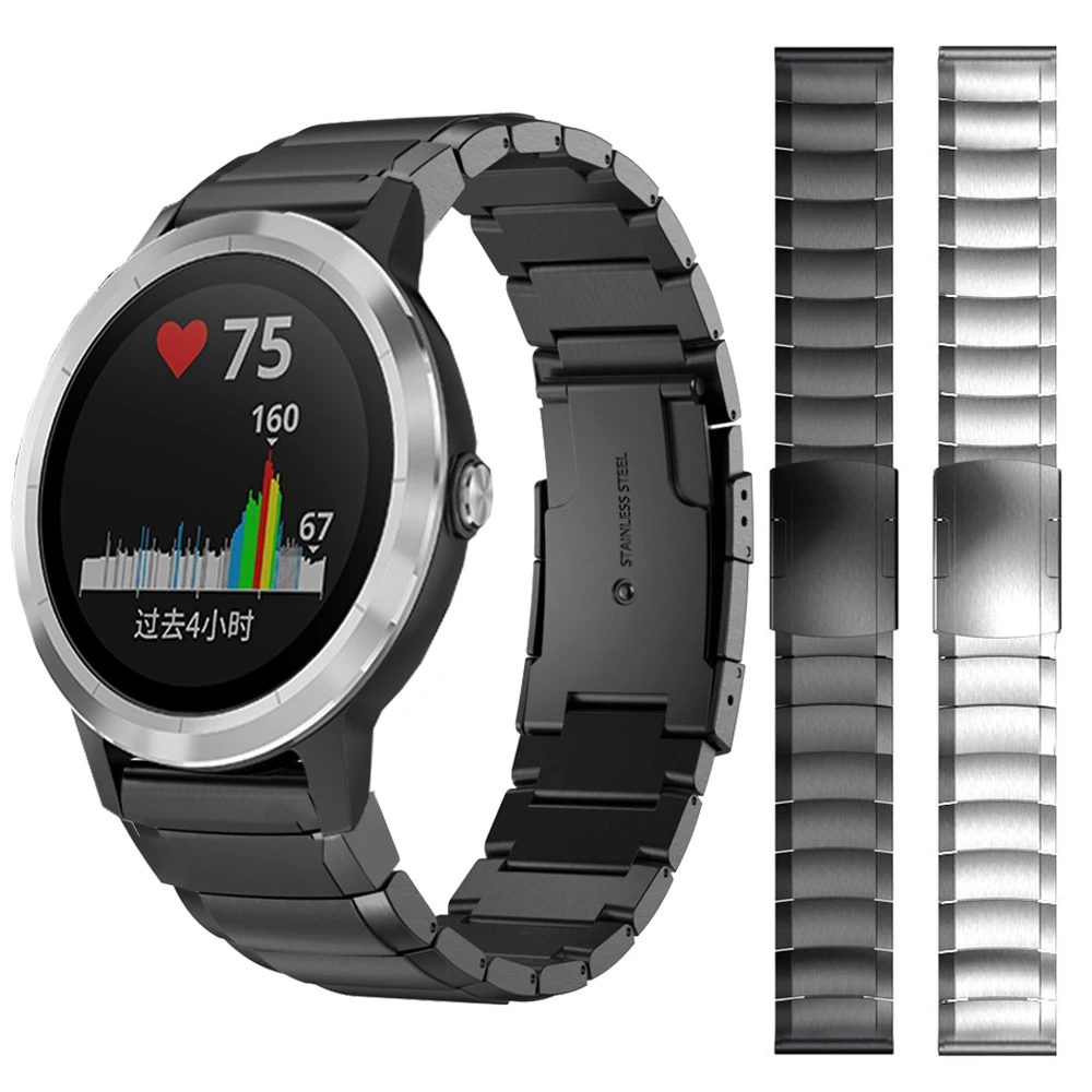 Металлический ремешок из нержавеющей стали для Garmin Vivoactive 3 Music Vivomove HR Venu Watch Band для Forerunner 645 245 245M ремешок для часов 20 мм