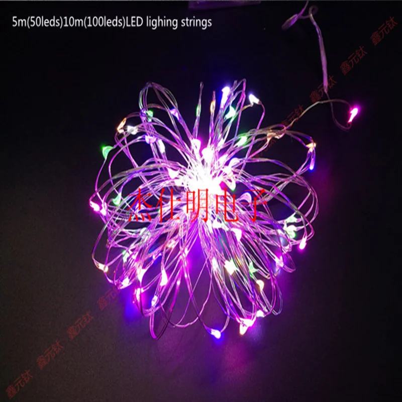 

LED lighting strings 5m 50led 10meter 100leds Transparent line lamp 4.5V Three no5 batteries Highlight led twinkle light