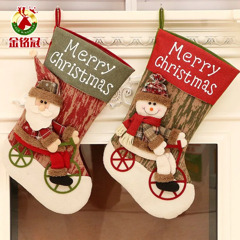 

Christmas Xmas Tree Hanging Party Tree Decor Santa Stocking Sock Gift Candy Bags Lovely Gift Bag For Children Fireplace Tree