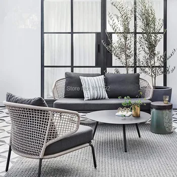 

Outdoor patio corded weave rope sofa armchair furniture garden