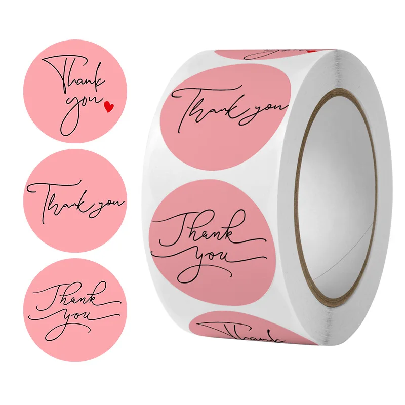 

500pcs Pink Thank You Sticker Roll For Business, Thank You Labels For Gifts Bags, Envelopes,bubble Mailers Birthday Party Favors