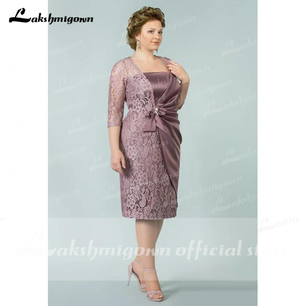 Short Mother of the Bride Dresses Knee Length Mother of the Bride Dresses Lace Half Sleeve Wedding Guest Gowns mother bride dresses
