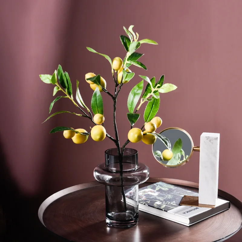 

Artificial Fruit Single Simulated Artificial Leaves Lemon Fruit False Branch Green Plant Factory Direct Yellow Berry Plante