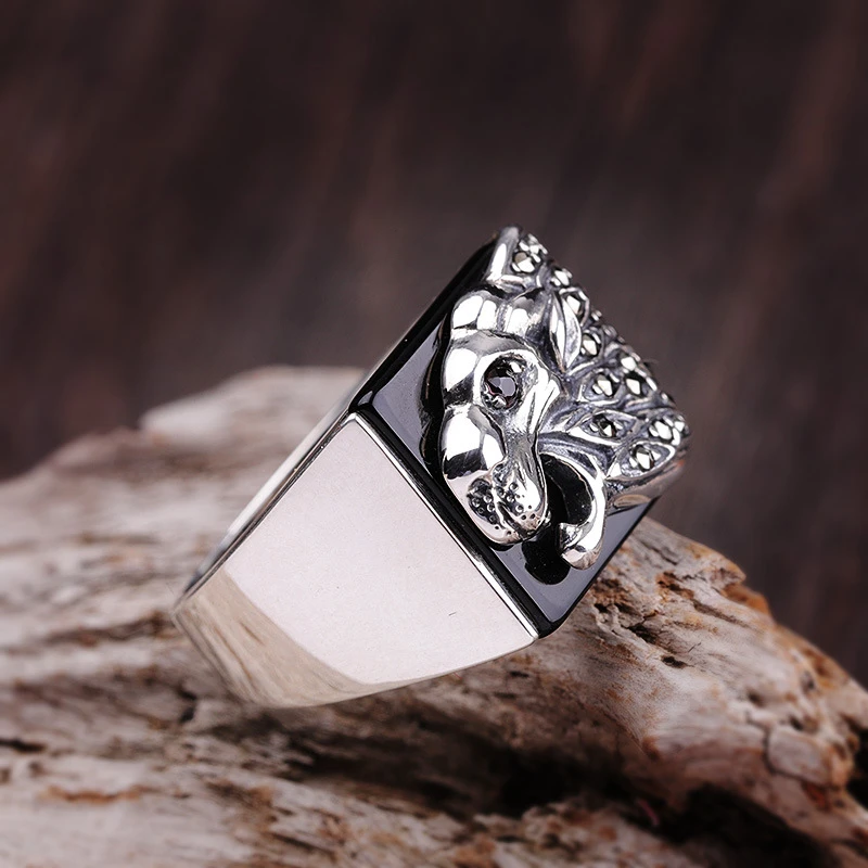 100 925 Sterling Silver Silver Natural Black Onyx Ring Finger Men Fashion Ring Width Exaggeration Atmosphere Shipping Black Onyx Ring Fashion Ringsring Fashion Aliexpress