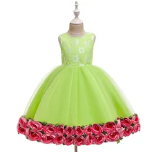 Европейские льняные платья подружки невесты для маленьких девочек; цвет розовый, белый, яблоко, зеленый; Свадебный вечерний коктейльный наряд для девочек