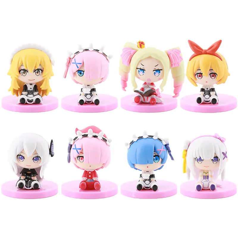 Игрушка FigureToy из аниме Re: жизнь в другом мире 8 шт./компл. ПВХ модель Emilia Maid Субару