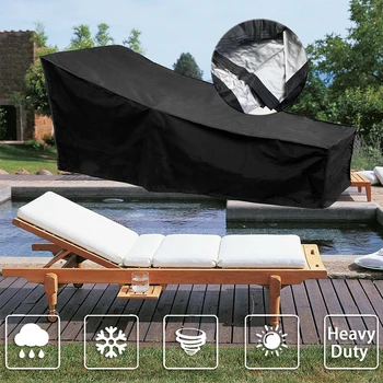 

Garden Sunbed Cover Heavy Duty Waterproof Breathable Oxford Fabric Outdoor Lounger Cover, 210x75x80cm, Black