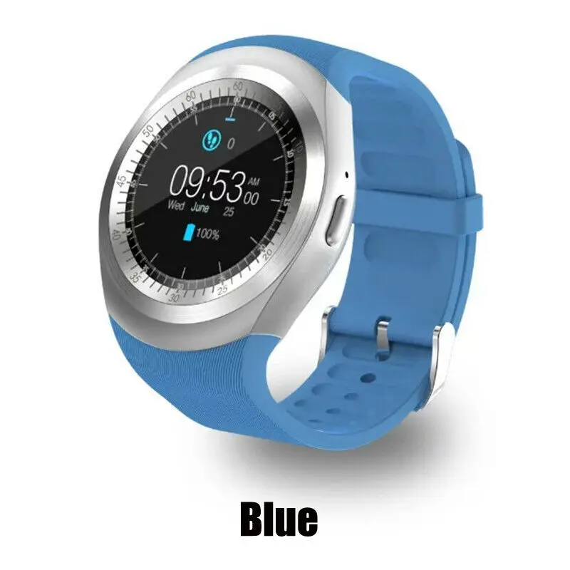 Y1 спортивные Смарт-часы фитнес-Браслет мониторинг сердечного ритма Bluetooth SmartWatch телефонный звонок GSM Sim пульт дистанционного управления - Цвет: Синий