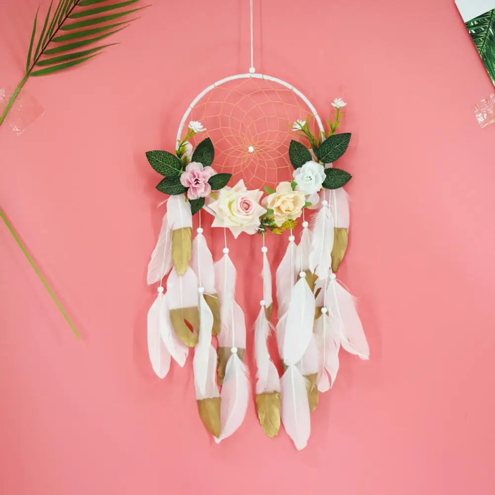 Small Fresh Flower Dream Catcher Pendant Home Decoration Wall Hanging Wind Chime Festival Graduation House Ornaments #EO | Дом и сад