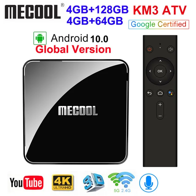 MECOOL-TV Box KM3 ATV con Android 10, 4GB, 64GB, Android 9,0, Amlogic S905X2, 4K, 5G, wi-fi Dual, KM9 PRO, 4GB, 32GB MECOOL-TV Box KM3 ATV con Android 10, 4GB, 64GB, Android 9,0, Amlogic S905X2, 4K, 5G, wi-fi Dual, KM9 PRO, 4GB, 32GB