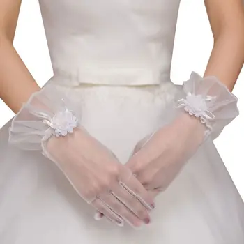 

Bridal Gowns Accessories Thin Mesh Flowers with Fingers Short Gloves Fashion Glamour Lady Party Role Playing Glove