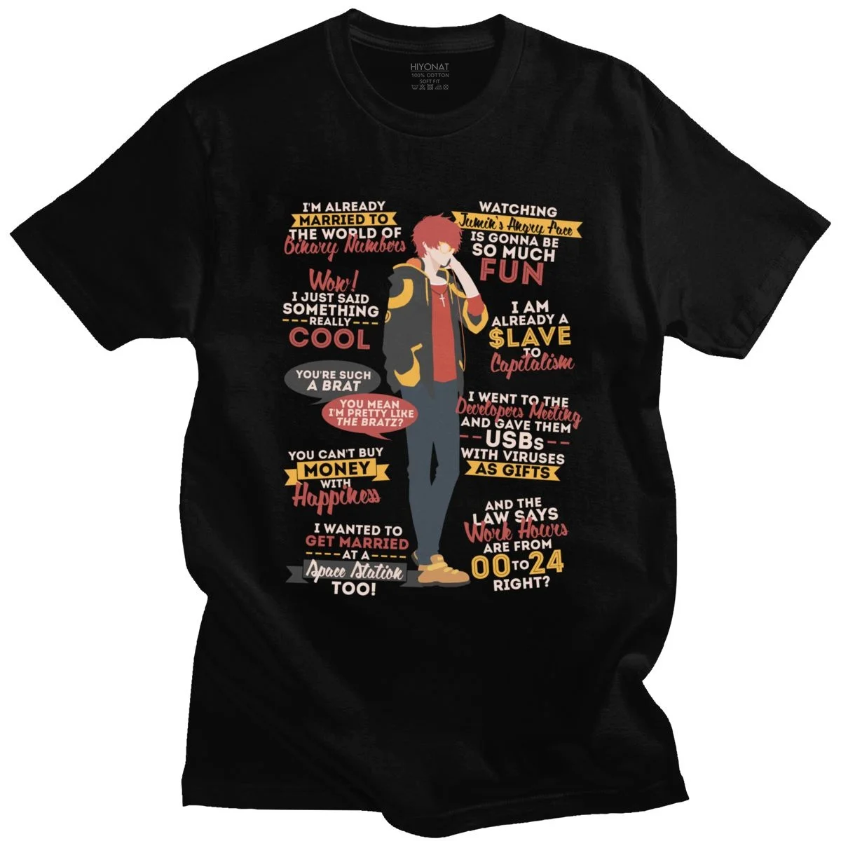 Забавные caller id: футболка для мужчин с коротким рукавом мм BG Otome 707 цитатами Slim Fit