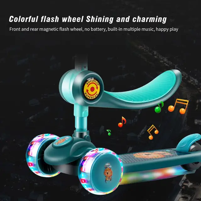 Children's Kick Scooter Folding Skateboard Kids Adjustable Height Flashing Light 3 Wheels Foot Scooters Boy Girl Scooter Gifts 5