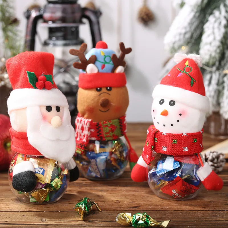

Cute Santa Claus Navidad Candy Dragee Storage Can Christmas Decorations for Home Gift Biscuit Food Storage Jar New Year 2020