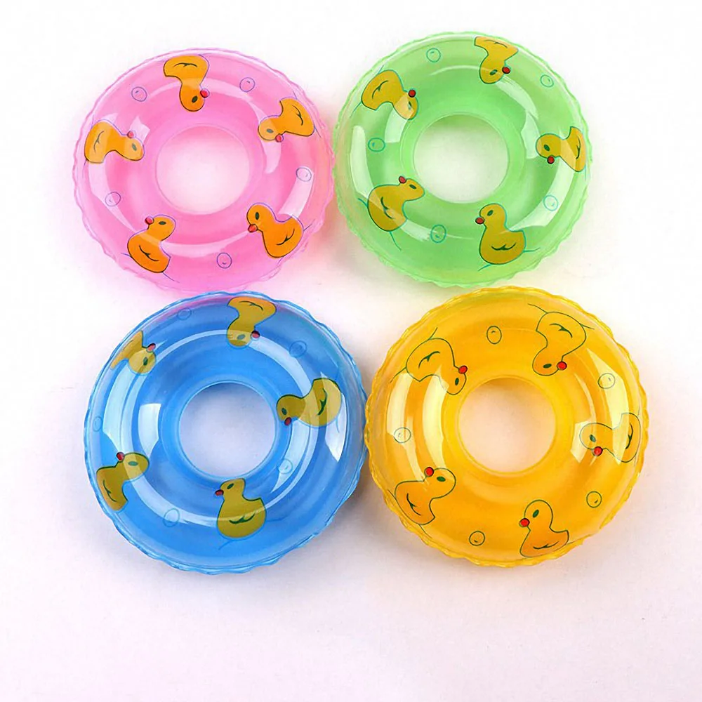 5Pcs/set kids Floating Bath Toys Mini Swimming Rings Rubber Yellow Ducks Fishing Net Washing Swimming Toddler Toys Water Fun