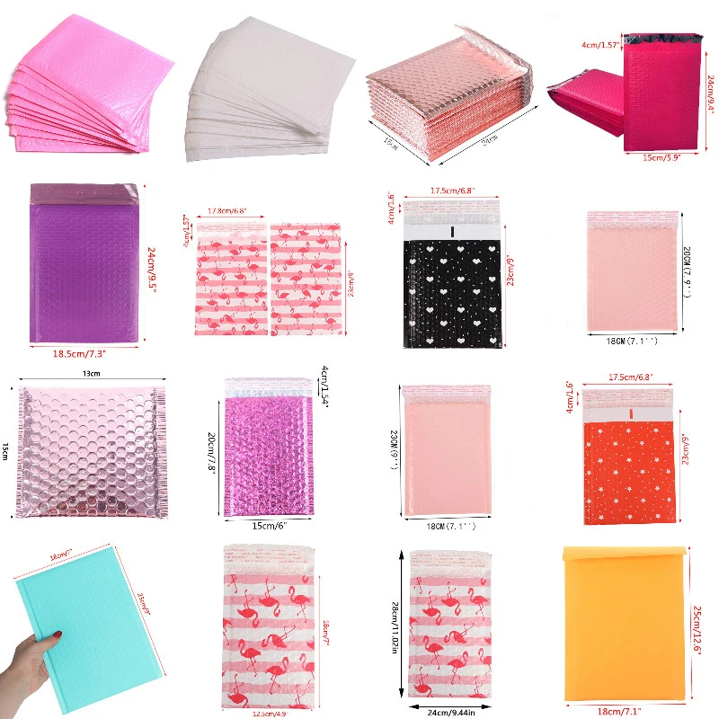 10pcs/lot Courier Self Seal Envelope Bags Lined Poly Foam Bubble Mailers Padded Mailing Bag Waterproof Postal Shipping Bag mail shipment 50pcs kraft paper bubble padded shipping envelopes for mailer gift packaging self seal courier storage bag mailing