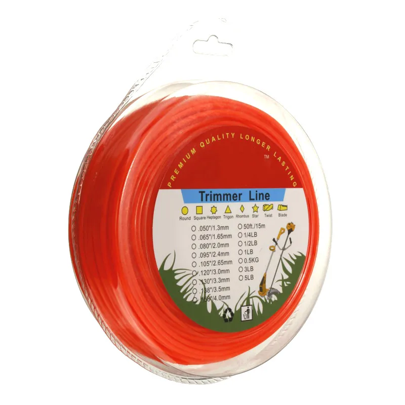 2.4mm/2.7mm/3mm 450g 나일론 트리머 라인 잔디 커터 로프 트리머 롤 코드 와이어 문자열 스트리머 교체 라운드/스퀘어