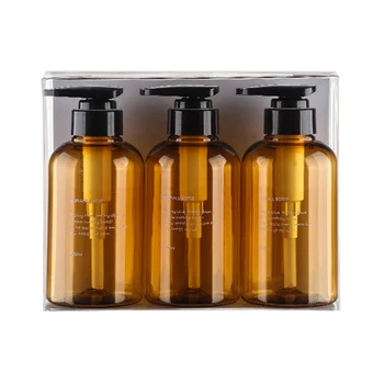 

3pcs 300ml Lotion Shampoo Shower Gel Soap Dispenser Empty Bath Pump Bottle Brown / Blue Empty Soap Bottles