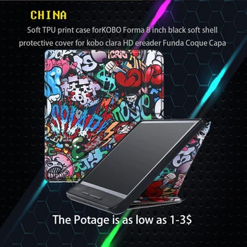 

Soft TPU print case forKOBO Forma 8 inch black soft shell protective cover for kobo clara HD ereader Funda Coque Capa