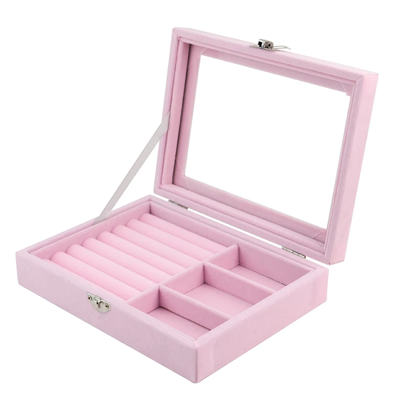 Коробка для хранения ювелирных изделий бархатное кольцо серьги держатель коробка розовый цвет браслет держатель чехол