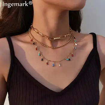 

Punk Boho Rainbow Color Tassel Chain Necklace for Women Collares Cuban 3Pcs/Set Pendant Necklaces Aesthetic Christmas Jewelry