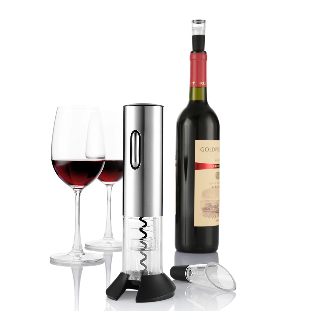 

Automatic Electric Wine Bottle Opener Kit Corkscrew Electric Wine Opener Cordless With Foil Cutter And Vacuum Stopper Bar Tools