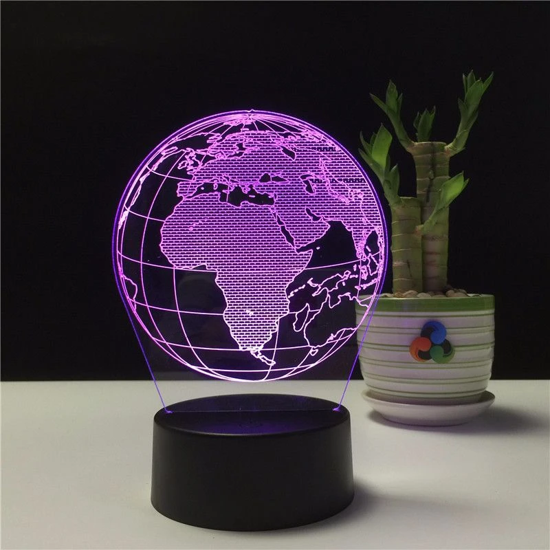 USB-ночник 3D проектор земли RGB Креативный светодиодный светильник 7 цветов