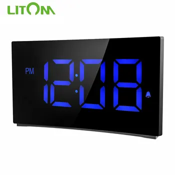 

LITOM HM250 LED Digital Alarm Clock 12/24H Time Display 9 Minutes Snooze 3 Alarm Sounds 3 Adjustable Brightness 65dB 75dB Volume