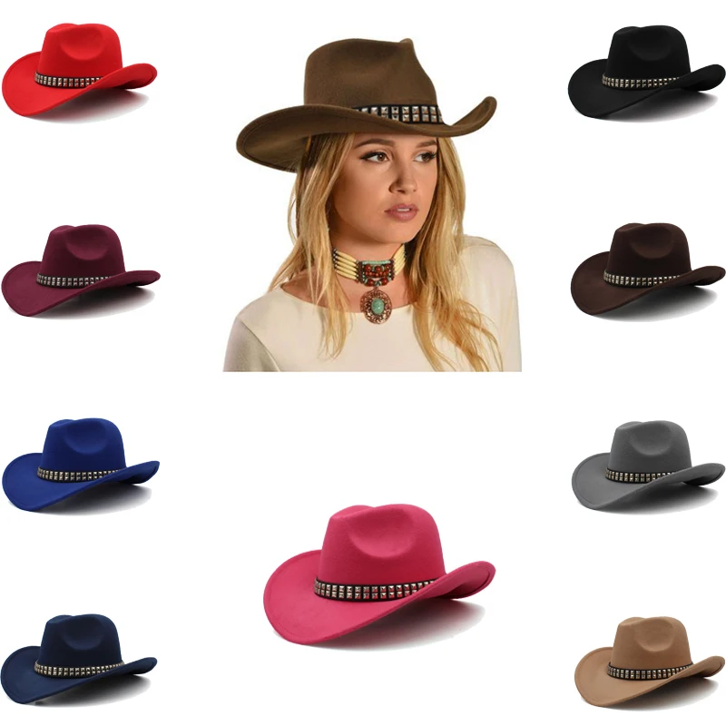 

3 Sizes Parent-child Men Women Kids Western Cowboy Hats Wide Brim Panama Sunhats Fedora Caps Trilby Jazz Sombrero Travel Party