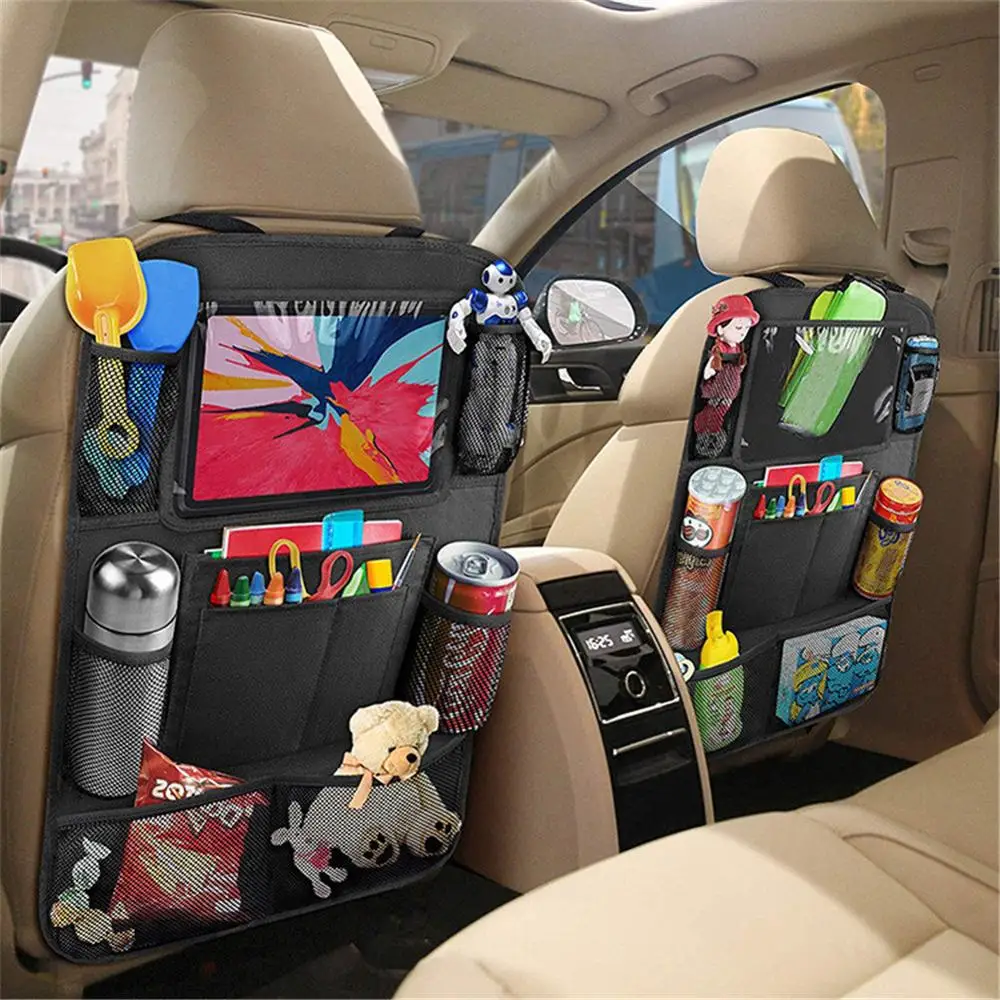 Автомобильный Стайлинг, сумка для хранения на заднем сидении, многокарманный автомобильный органайзер, подставка для планшета, подстаканник для хранения автомобиля, подвесная сумка, органайзер для сиденья автомобиля