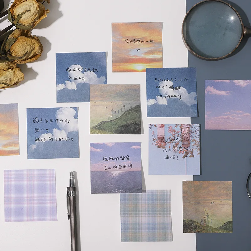 

60 Sheets Landscape Series Sticky Notes Scenery Memo Pad Stickers Diary Notepad Students Use Message Book N Times Post Decor