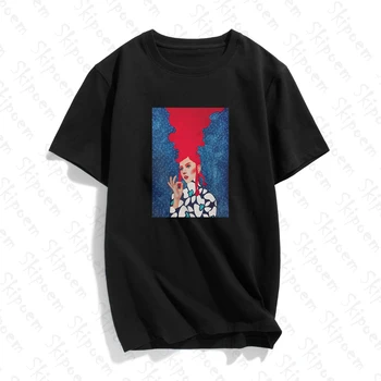 

Nordic Style Abstract Girl London Art T-shirt Women Gothic Harajuku Kawaii Cotton Short Sleeve Plus Size Tee Shirt Femme Clothes