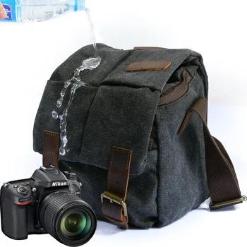 

Canvas bag men's and women's messenger bag one shoulder retro photography bag waterproof micro single anti moisture camera bag