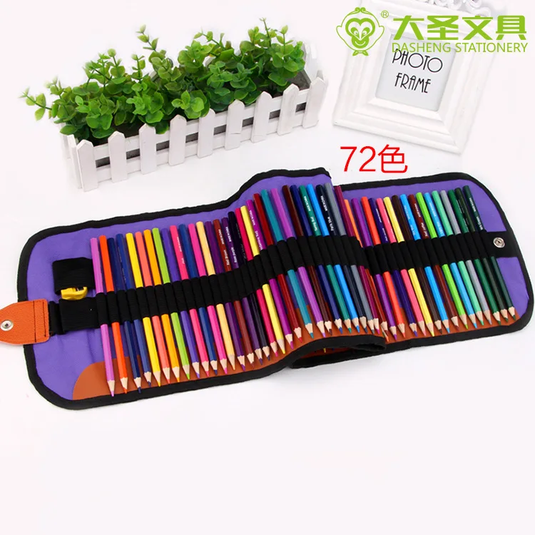 

New Roll Canvas Bag Color Six Angle Rod Pencil 72 Color Student Painting Kit Wholesale cloring pencils for drawing
