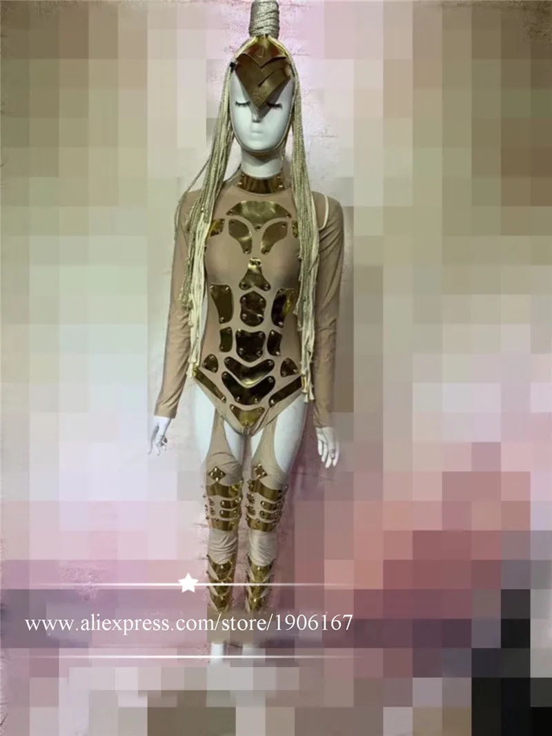 Nightclub bar female singer dance team for a show party mirror one-piece suit costume4