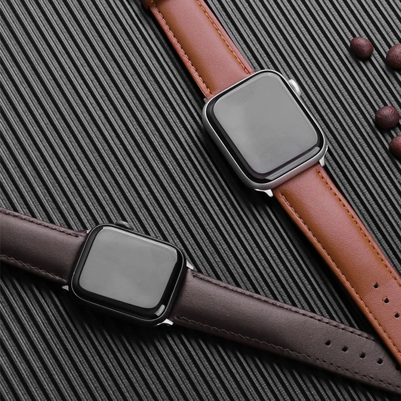 Braun Leder Band Schleife Strap Für Apple Uhr 6 SE 5 4 3 2 1 38mm 40mm Männer leder Uhr Band Für Iwatch 5 44mm 42mm Armband