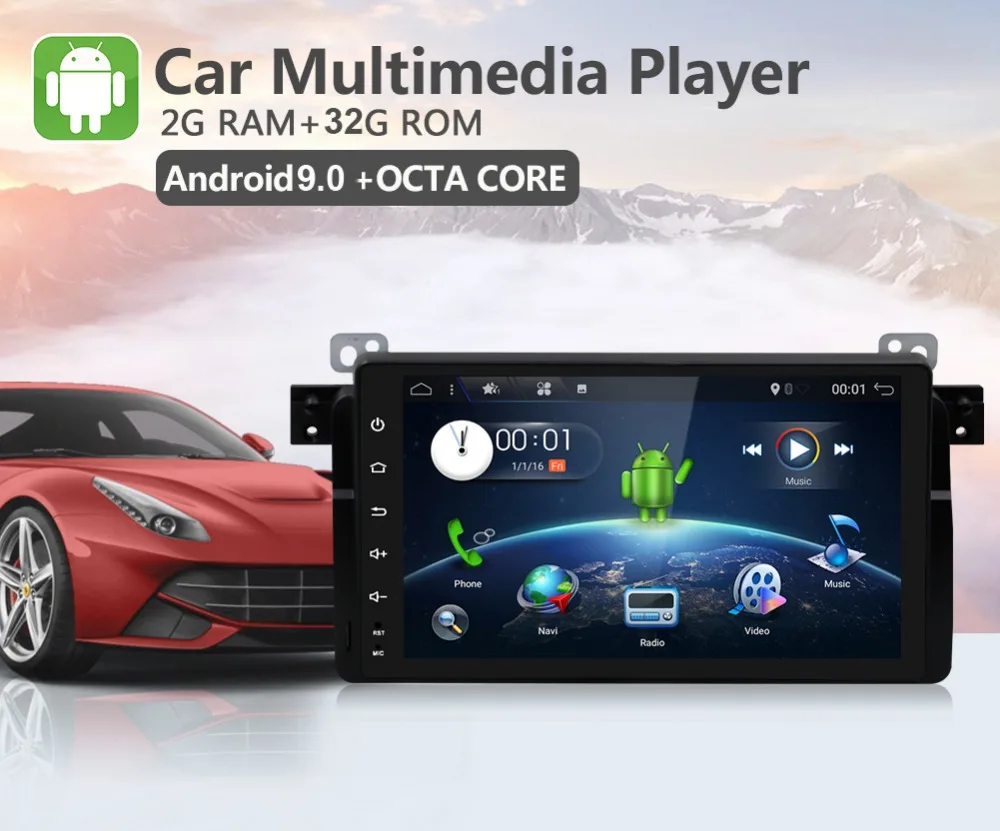 Discount single 1 DIN Octa Core Android 9.0 Car DVD For BMW E46 car multimedia android Radio Stereo GPS Navigation Bluetooth WIFI Radio 1