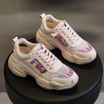 

Yiluan 2020 Brand sSpring Summer Cool Shoes Women's Net Platform Sneakers Hollow Breathable Father Tide Shoes Women's Shoes