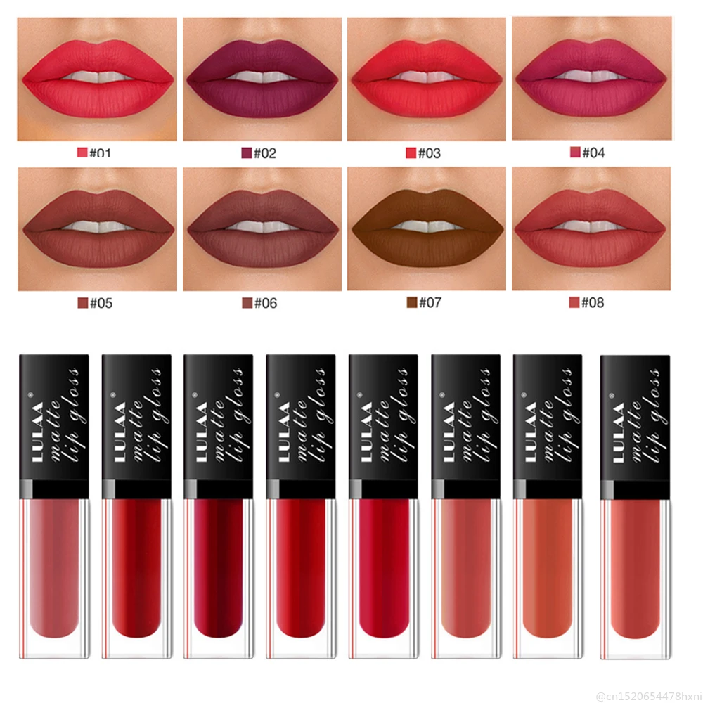 

LULAA Liquid Matte Lip Gloss Long Lasting Waterproof Cosmetic Non-stick Cup Beauty Lipstick Lip Glaze Lip Tint Makeup TSLM1