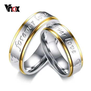 

Vnox Forever Love Wedding Ring for Women Men 6mm Stainless Steel Engagement Promise Ring Heart Valentine's Day Jewelry