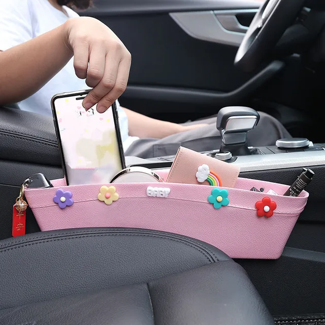 Auto Innen Zubehör Auto Lagerung Tasche Sitz Lücke Faux Leder Auto Organizer  Handy/Karte/Schlüssel/Kleinigkeiten taschen Nette Gadget - AliExpress