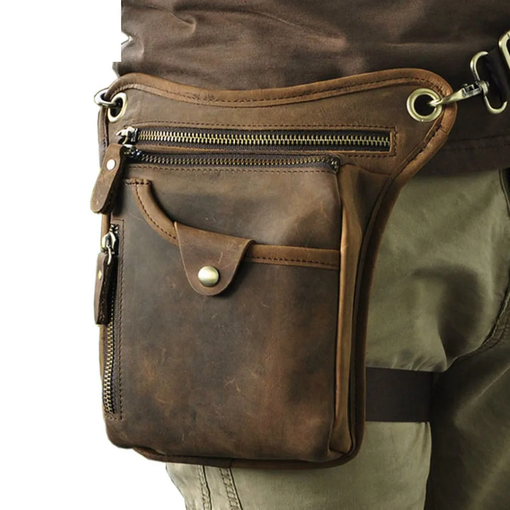 

Vintage Leather Waist Pack Drop Leg Bag for Men Women Belt Bum Bag Motorcycle Bike Outdoor Sports Tactical Cycling Riding Hiking