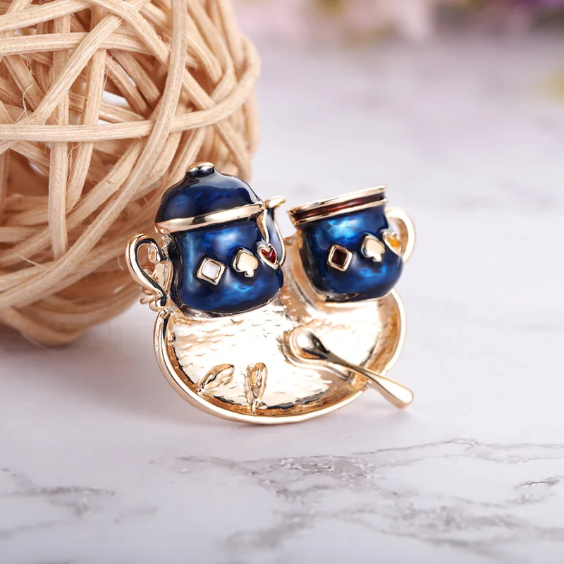 Funmor новая Изысканная кофейная чашка Броши эмалированные булавки для женщин и