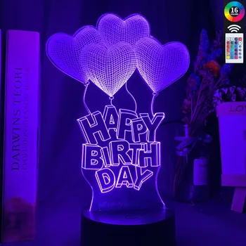 

Led Night Light Heart Air Balloon Color Changing Nightlight For Girls Baby Room Decor Unique Birthday Gift Bedroom Table Lamp 3d