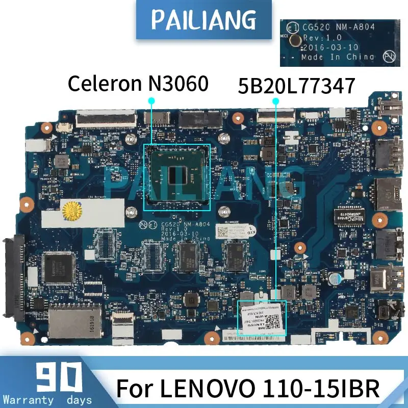 Placa-mãe para Lenovo Placa-mãe Testado ok Ideapad 110-15ibr Celeron N3060 5b20l77347 Nm-a804 Sr2kn Ddr3 - Imagem 2