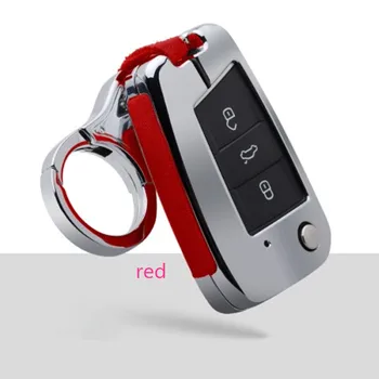 

Key Fob Shell Cover Case Genuine Leather Galvanized Alloy for VW Golf Bora Jetta POLO GOLF Passat Polo Golf 7 MK7 Tiguan MK2