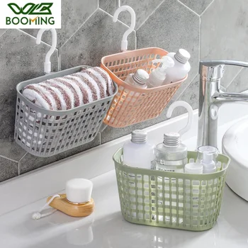 

WBBOOMING 360degree Rotatable Plastic Storage Basket Kitchen Bathroom Desktop Seasoning Multifunction Shower Storage Hanging Bag