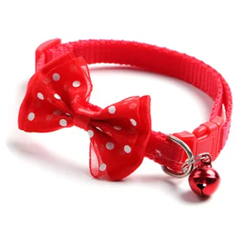

1PC Adjustable Pet Collar Puppy And Cat Nylon Leash Necklace With Bells And Bow Design Festival Wearable Party cat products