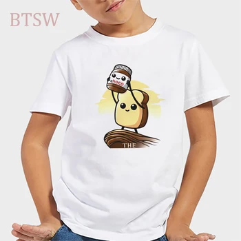 

Boys/Girls White Fashion Tshirt Nutella Harajuku Kawaii Tee Shirts Cartoon Kids Printed Casual T-Shirt Cute Casual Tops